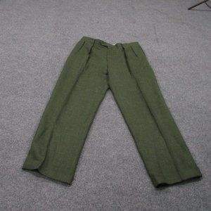 Vintage Burberry London Pants Adult 34 X 30 Green Chino Dress Pleated Casual Men